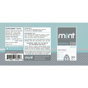 Mint Cbd Natural Tincture Drops Ingredient 3000MG