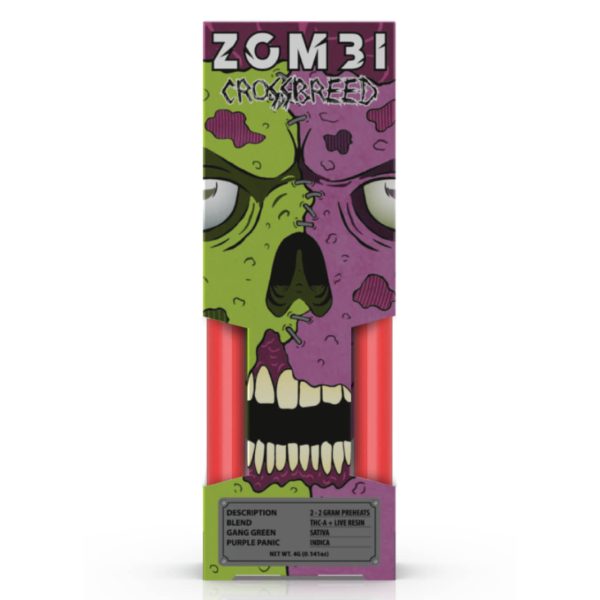 Zombi CrossBreed Live Resin THC-A Duo Disposable - 4G Gang Green Purple Panic