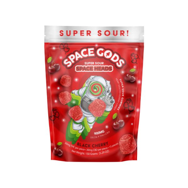 Space Gods Super Sour D9THCCBD 900MG Space Head Gummies Black Cherry