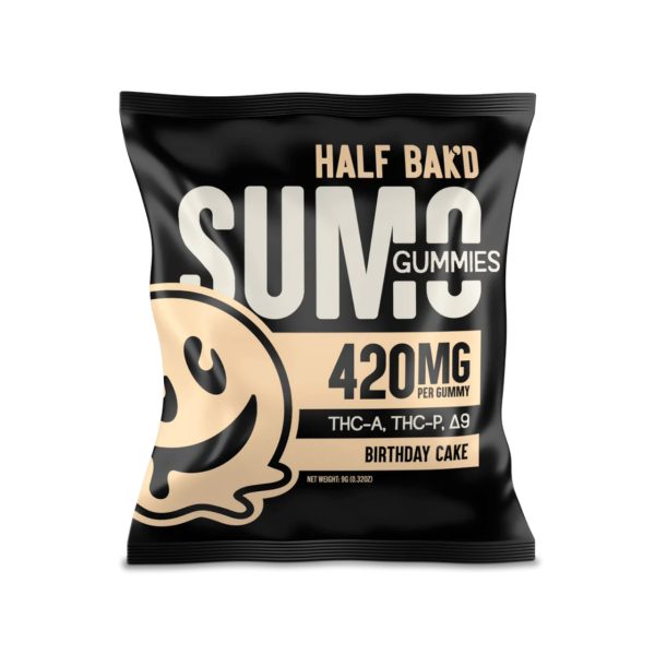 Half Bak'd Sumo Blend THC-A Gummies - 840MG Birthday Cake - Single Pack of 2