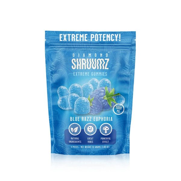 Diamond Shruumz Extreme Potency Infused Gummies - 5000MG Blue Razz Euphoria