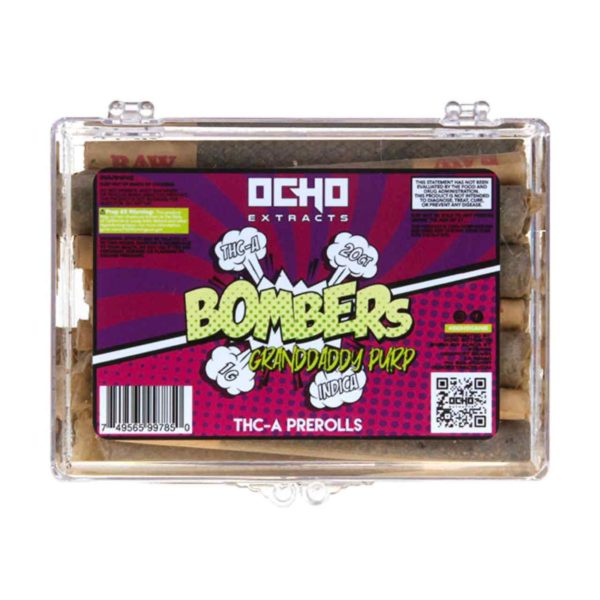Ocho Extracts Bombers THC-A Pre Roll 1G 20PK-Granddaddy Purp