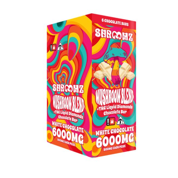 Shroomz Mushroom Blend THC Liquid Diamond Chocolate Bar White Chocolate Box