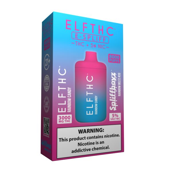 ELF THC x Spiffboyz THC5% Nicotine 8000 Puff Disposable Rainbow Candy Rainbow Beltz #33